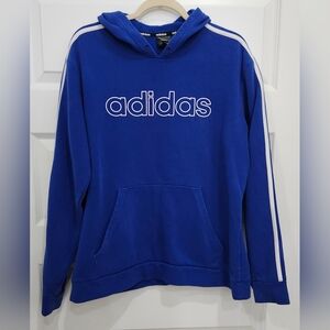 Adidas Blue Hoodie with White Stripes